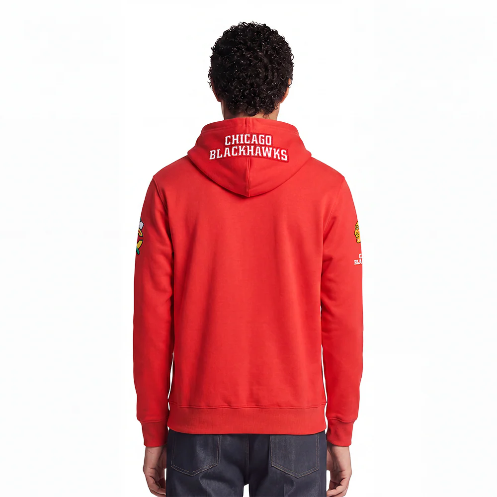 NHL CHICAGO BLACKHAWKS CLASSIC CHENILLE MEN'S DK FZ PO HOODIE (RED) - Image 2