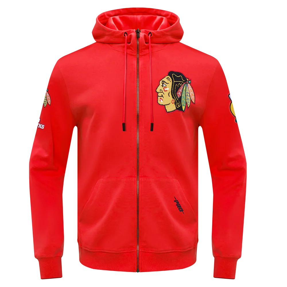 NHL CHICAGO BLACKHAWKS CLASSIC CHENILLE MEN'S DK FZ PO HOODIE (RED) - Image 3