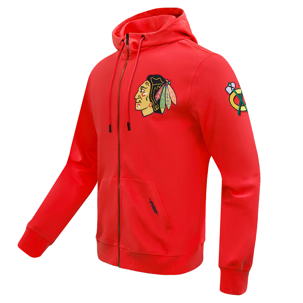 NHL CHICAGO BLACKHAWKS CLASSIC CHENILLE MEN'S DK FZ PO HOODIE (RED) - Image 4