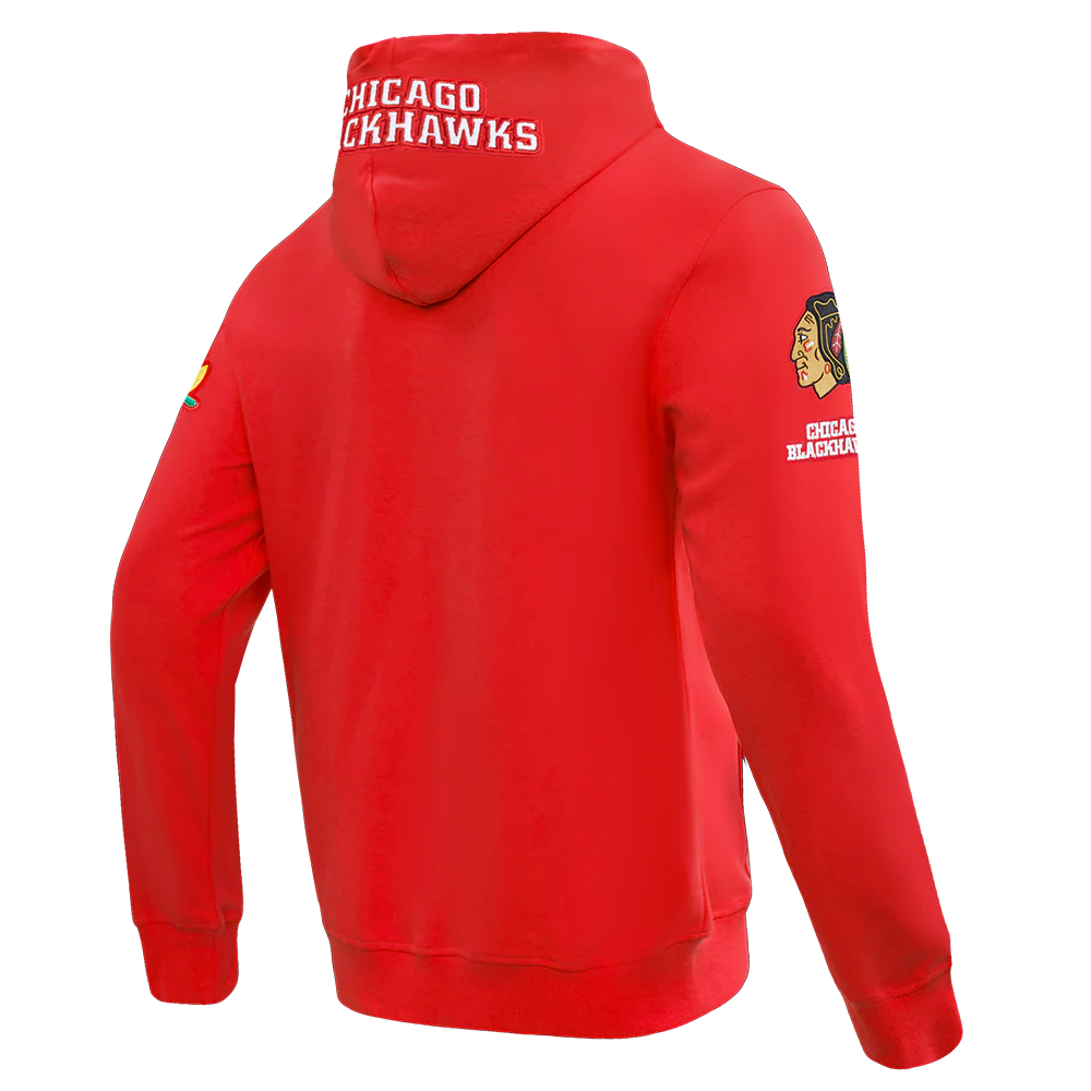 NHL CHICAGO BLACKHAWKS CLASSIC CHENILLE MEN'S DK FZ PO HOODIE (RED) - Image 6