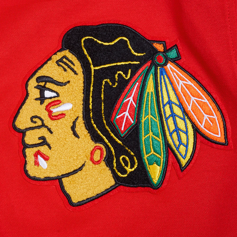 NHL CHICAGO BLACKHAWKS CLASSIC CHENILLE MEN'S DK FZ PO HOODIE (RED) - Image 7
