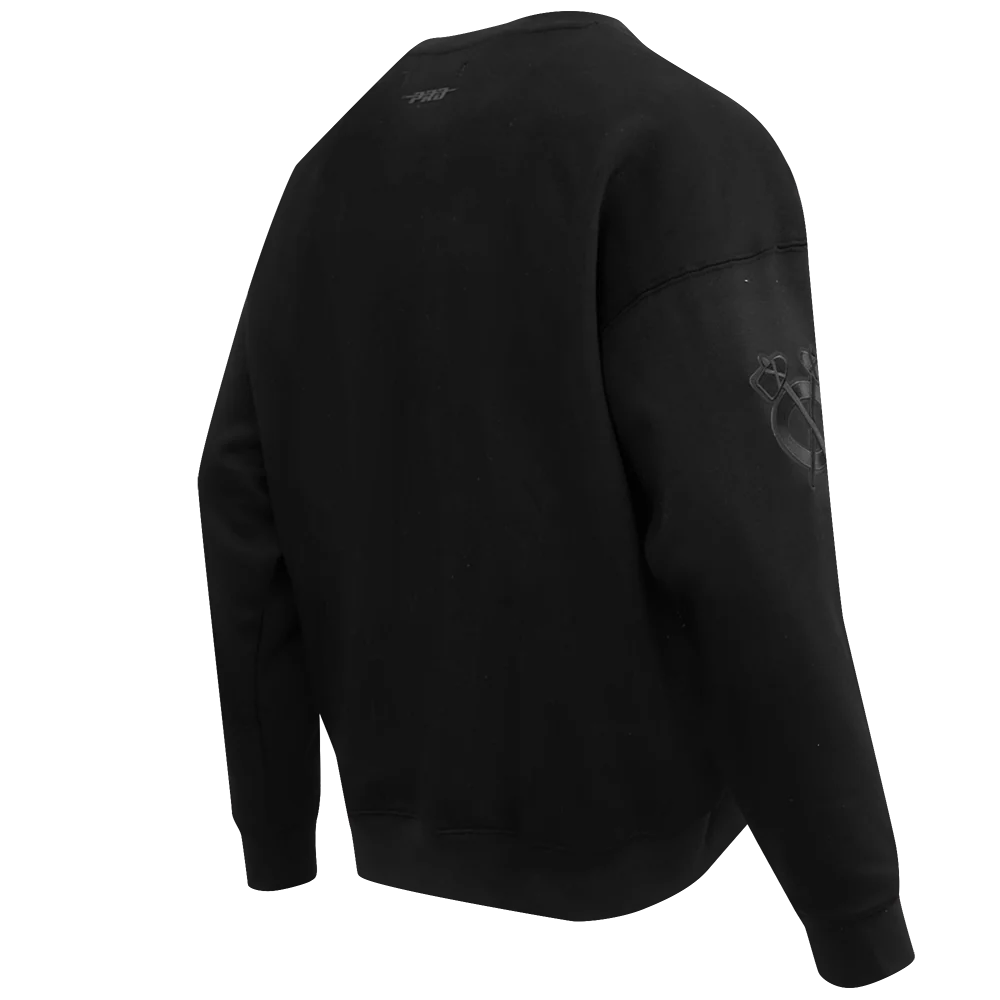 NHL CHICAGO BLACKHAWKS NEUTRAL DROP SHOULDER FLEECE CREWNECK (BLACK) - Image 5