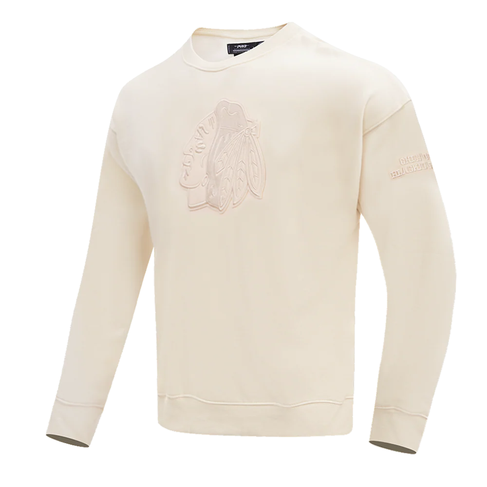 NHL CHICAGO BLACKHAWKS NEUTRAL DROP SHOULDER FLEECE CREWNECK (EGGSHELL) - Image 4