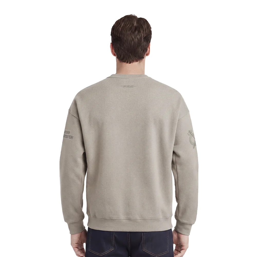 NHL CHICAGO BLACKHAWKS NEUTRAL DROP SHOULDER FLEECE CREWNECK (TAUPE) - Image 2