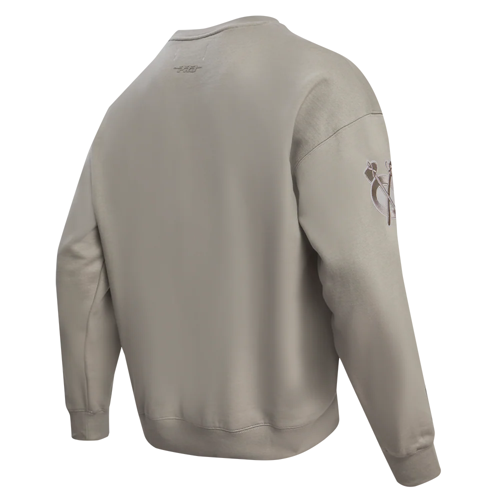 NHL CHICAGO BLACKHAWKS NEUTRAL DROP SHOULDER FLEECE CREWNECK (TAUPE) - Image 5