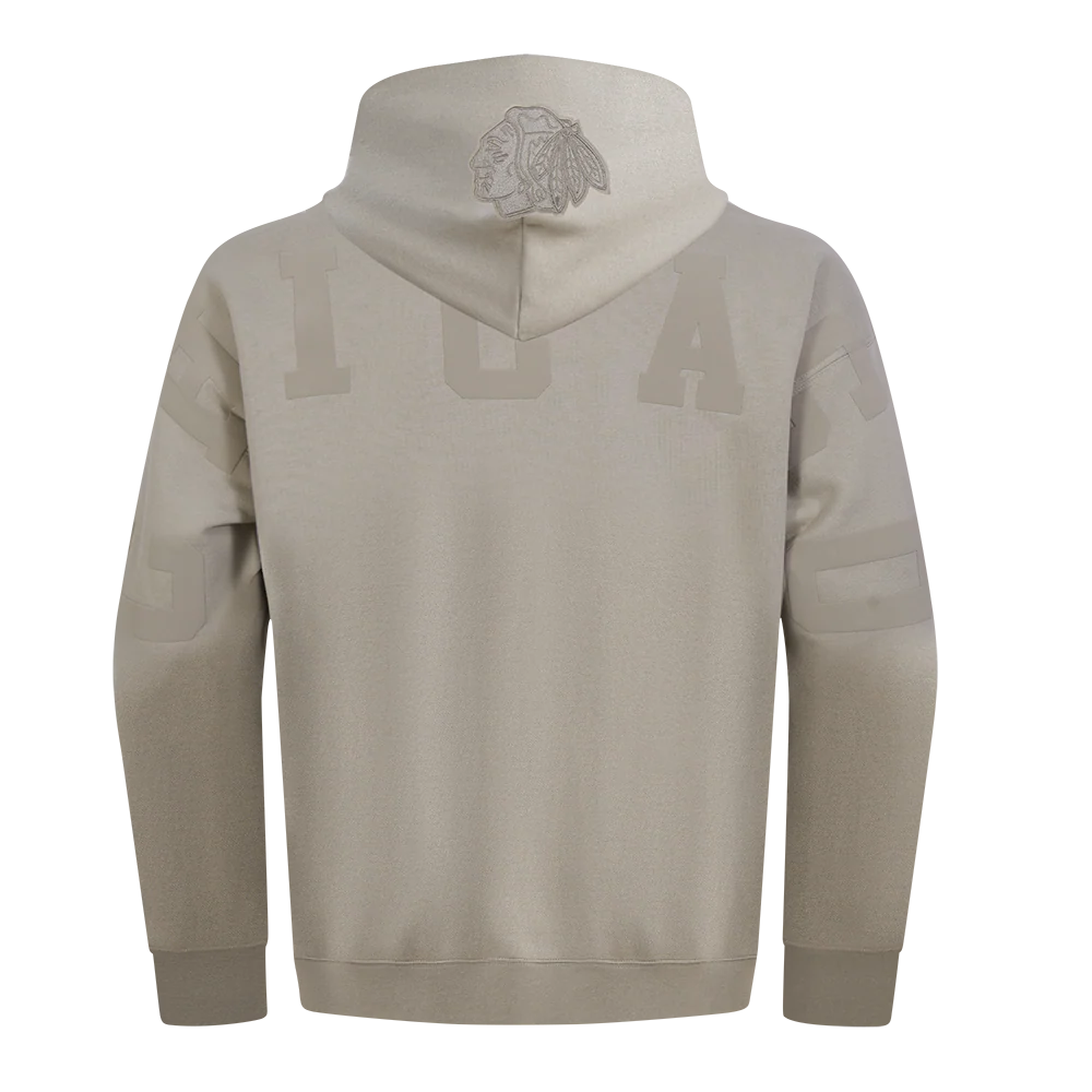 NHL CHICAGO BLACKHAWKS WINGSPAN MEN'S DROP SHOULDER FLEECE PULLOVER HOODIE (TAUPE) - Image 5