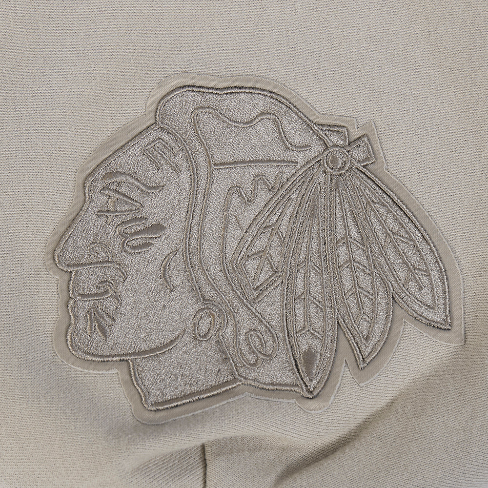 NHL CHICAGO BLACKHAWKS WINGSPAN MEN'S DROP SHOULDER FLEECE PULLOVER HOODIE (TAUPE) - Image 8