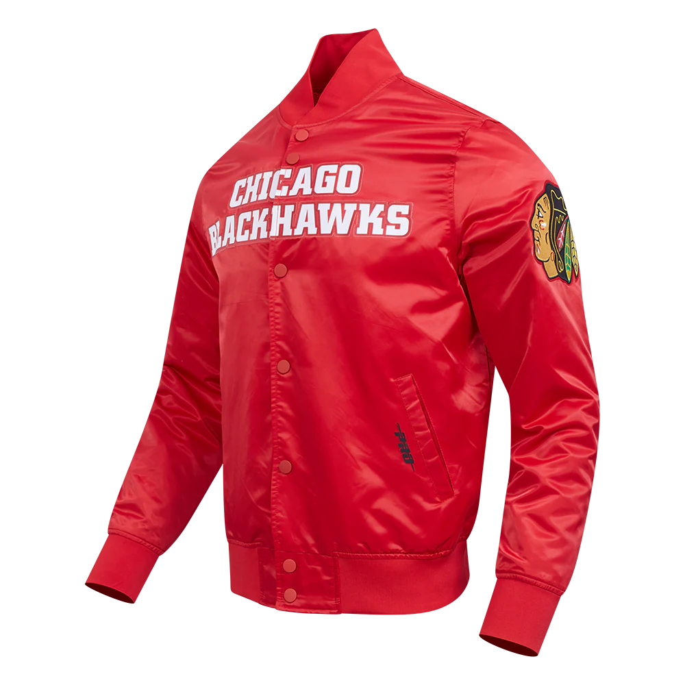 NHL CHICAGO BLACKHAWKS CLASSIC SATIN JACKET (RED) - Image 2