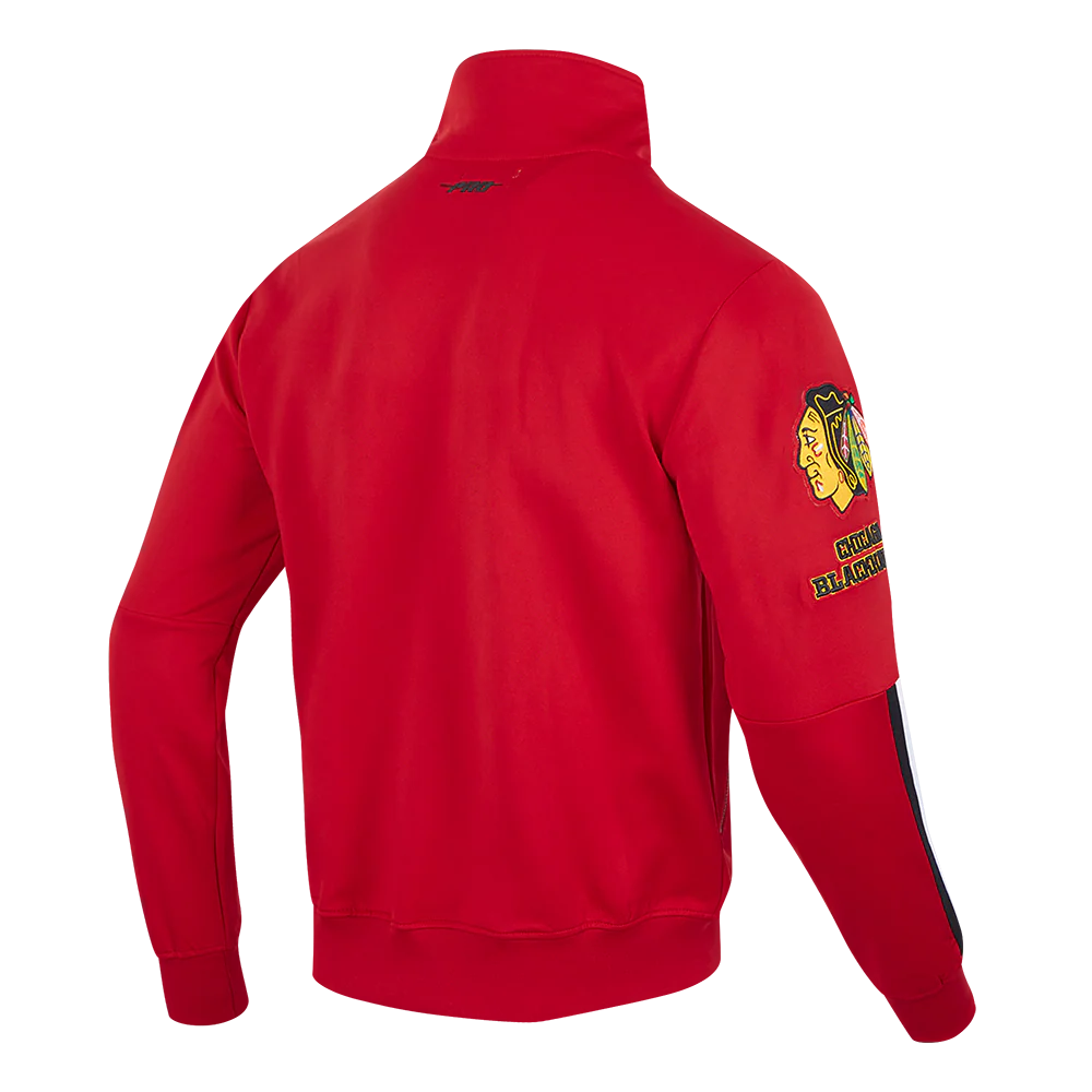 NHL CHICAGO BLACKHAWKS CLASSIC CHENILLE MEN'S DOUBLE KNIT TRACK JACKET (RED/BLACK) - Image 4