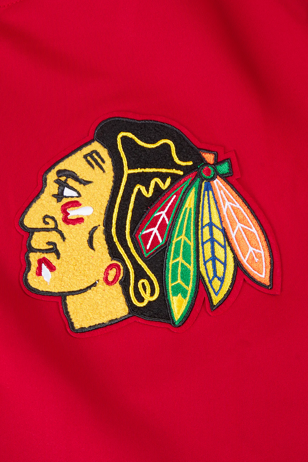 NHL CHICAGO BLACKHAWKS CLASSIC CHENILLE MEN'S DOUBLE KNIT TRACK JACKET (RED/BLACK) - Image 5
