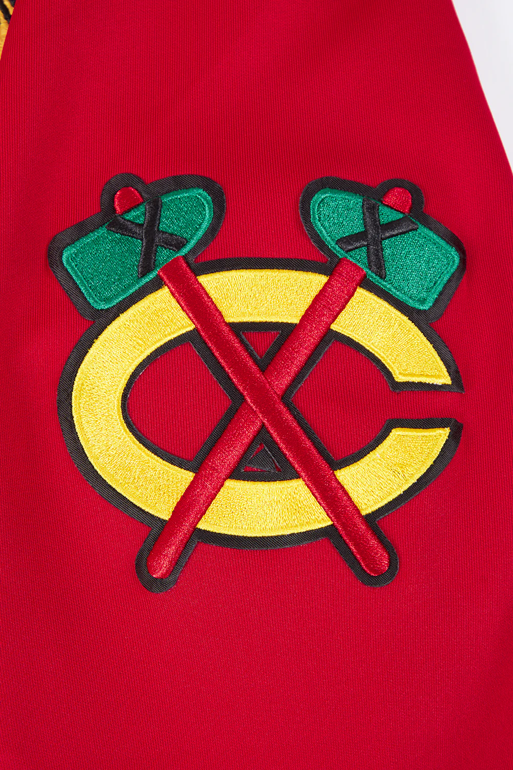 NHL CHICAGO BLACKHAWKS CLASSIC CHENILLE MEN'S DOUBLE KNIT TRACK JACKET (RED/BLACK) - Image 7