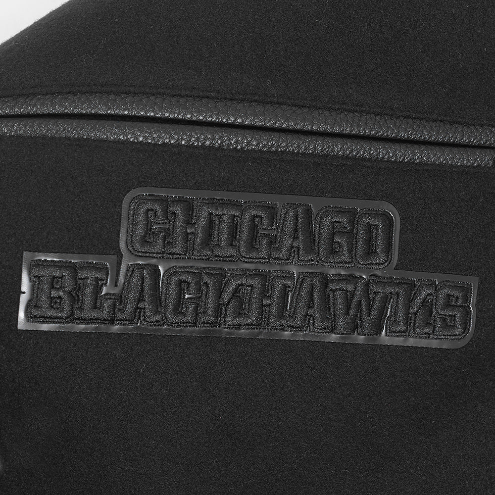 CHICAGO BLACKHAWKS TRIPLE BLACK MEN'S WOOL VARSITY JACKET (TRIPLE BLACK) - Image 7