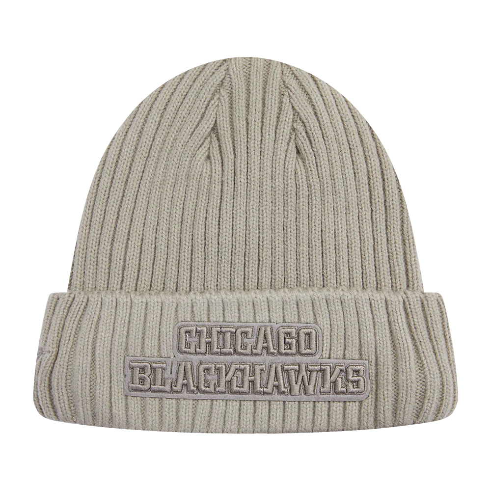 NHL CHICAGO BLACKHAWKS NEUTRAL BEANIE (TAUPE) - Image 2