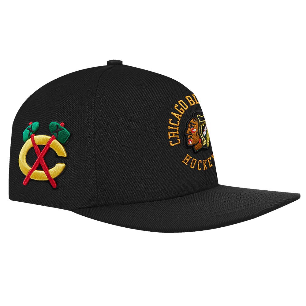 NHL CHICAGO BLACKHAWKS HYBRID SNAPBACK HAT (BLACK) - Image 2