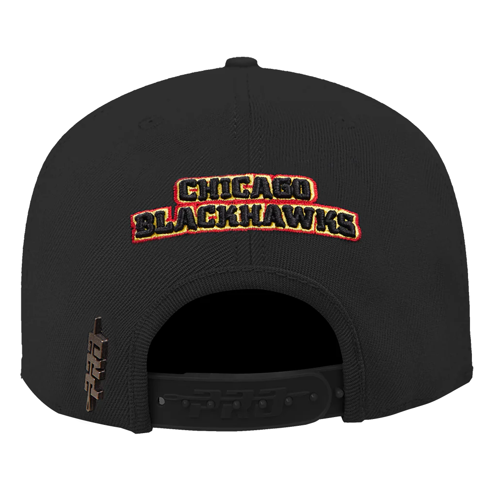 NHL CHICAGO BLACKHAWKS HYBRID SNAPBACK HAT (BLACK) - Image 5
