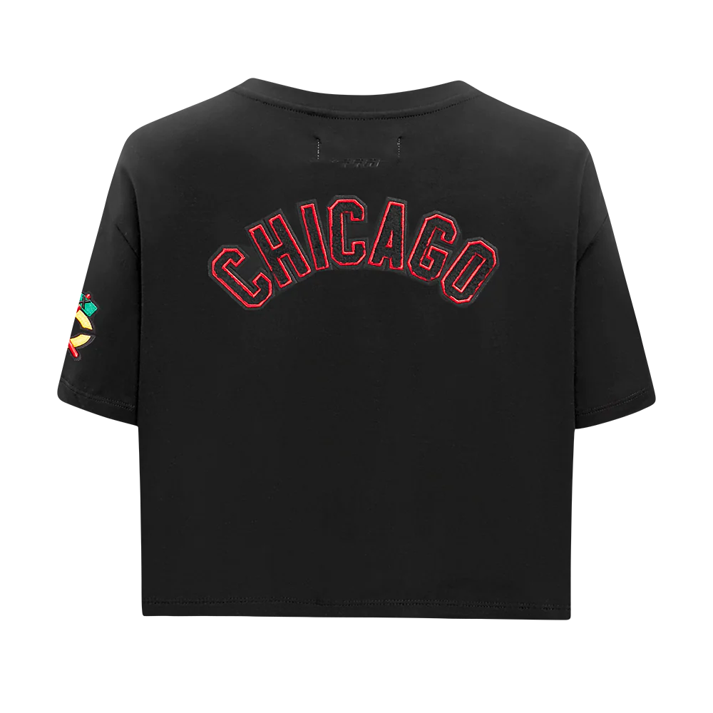 NHL CHICAGO BLACKHAWKS CLASSIC WOMEN'S SJ BOXY TEE (BLACK) - Image 5