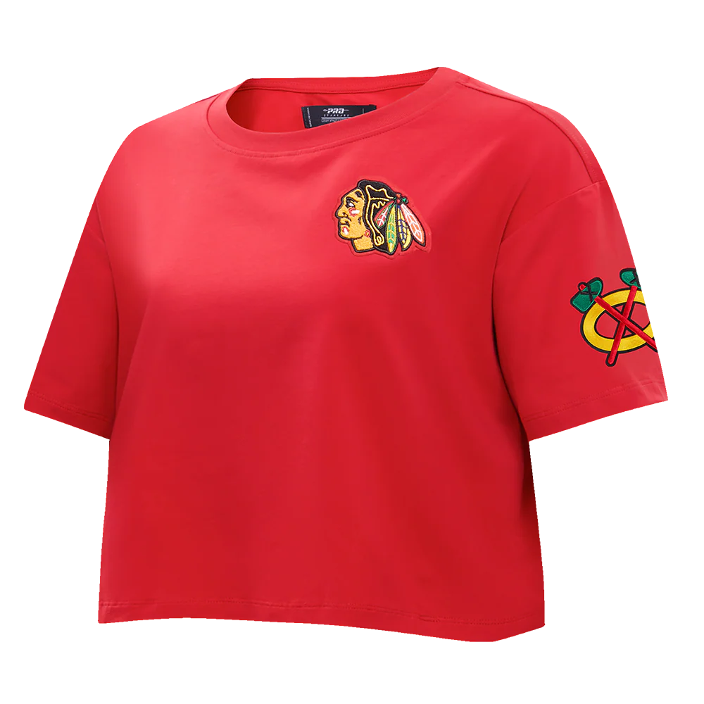 NHL CHICAGO BLACKHAWKS CLASSIC WOMEN'S SJ BOXY TEE (RED) - Image 4