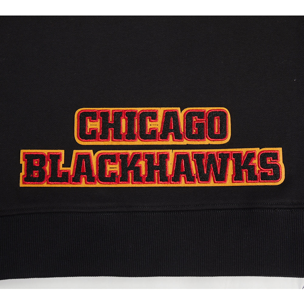 NHL CHICAGO BLACKHAWKS CLASSIC WOMEN'S FLC CROPPED PO HOODIE (BLACK) - Image 11