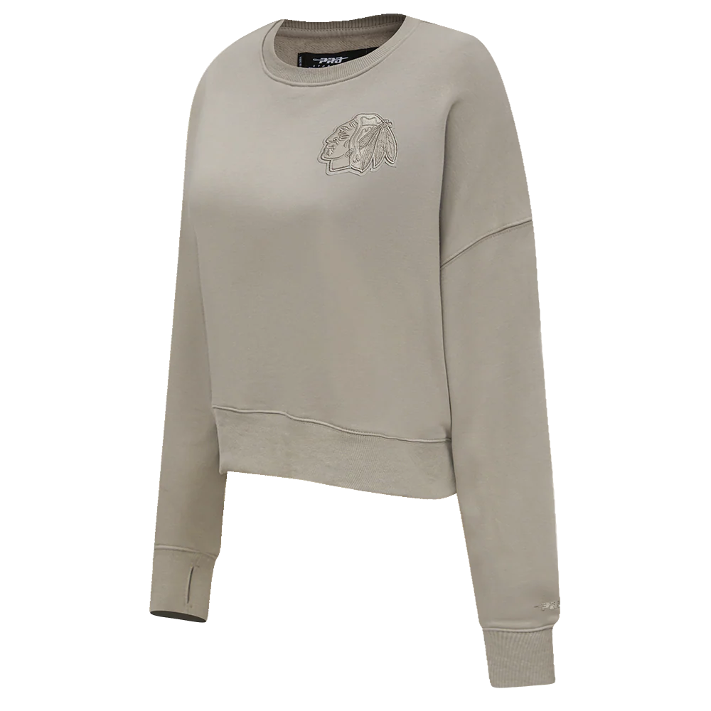 NHL CHICAGO BLACKHAWKS NEUTRAL WOMEN'S CREWNECK (TAUPE) - Image 2