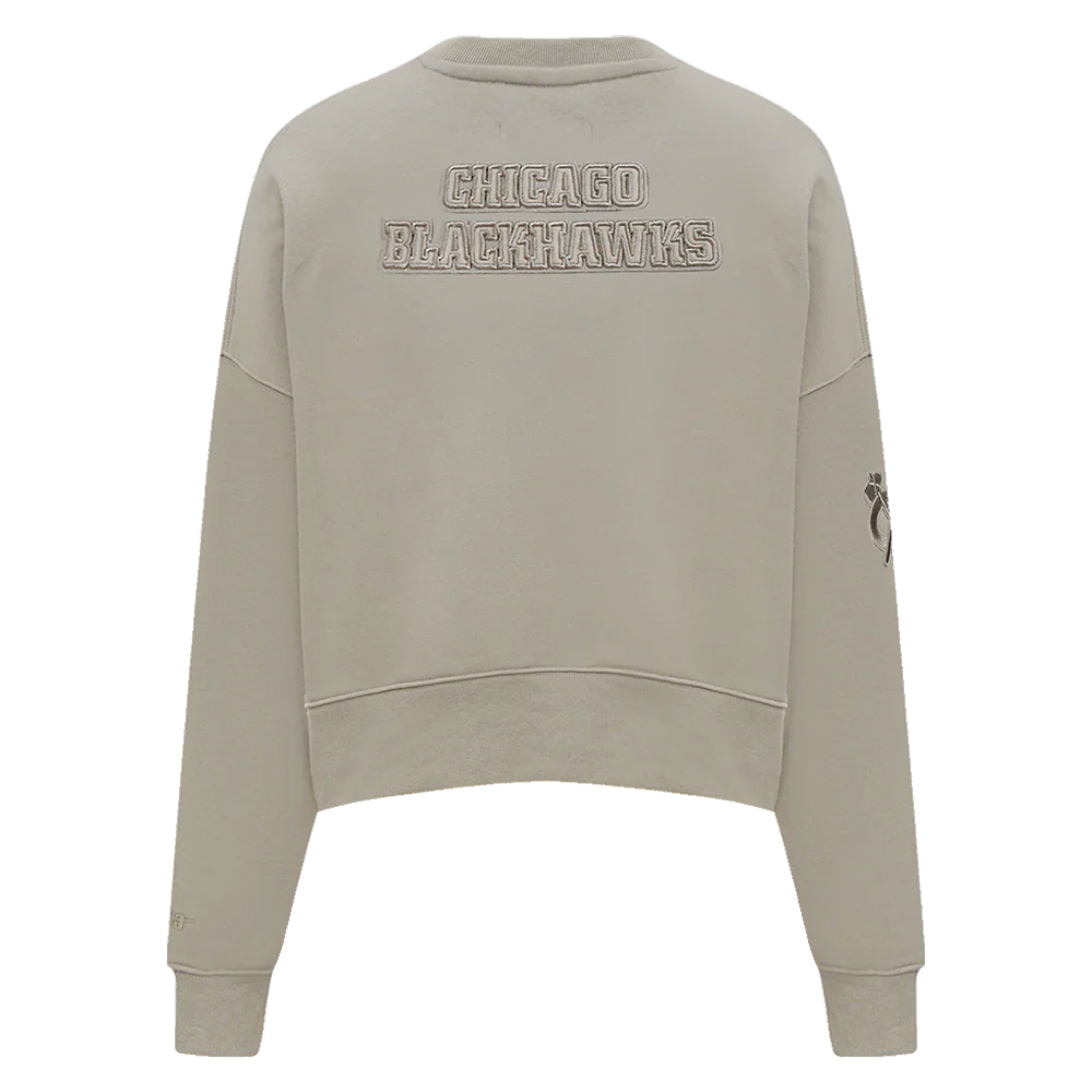 NHL CHICAGO BLACKHAWKS NEUTRAL WOMEN'S CREWNECK (TAUPE) - Image 3