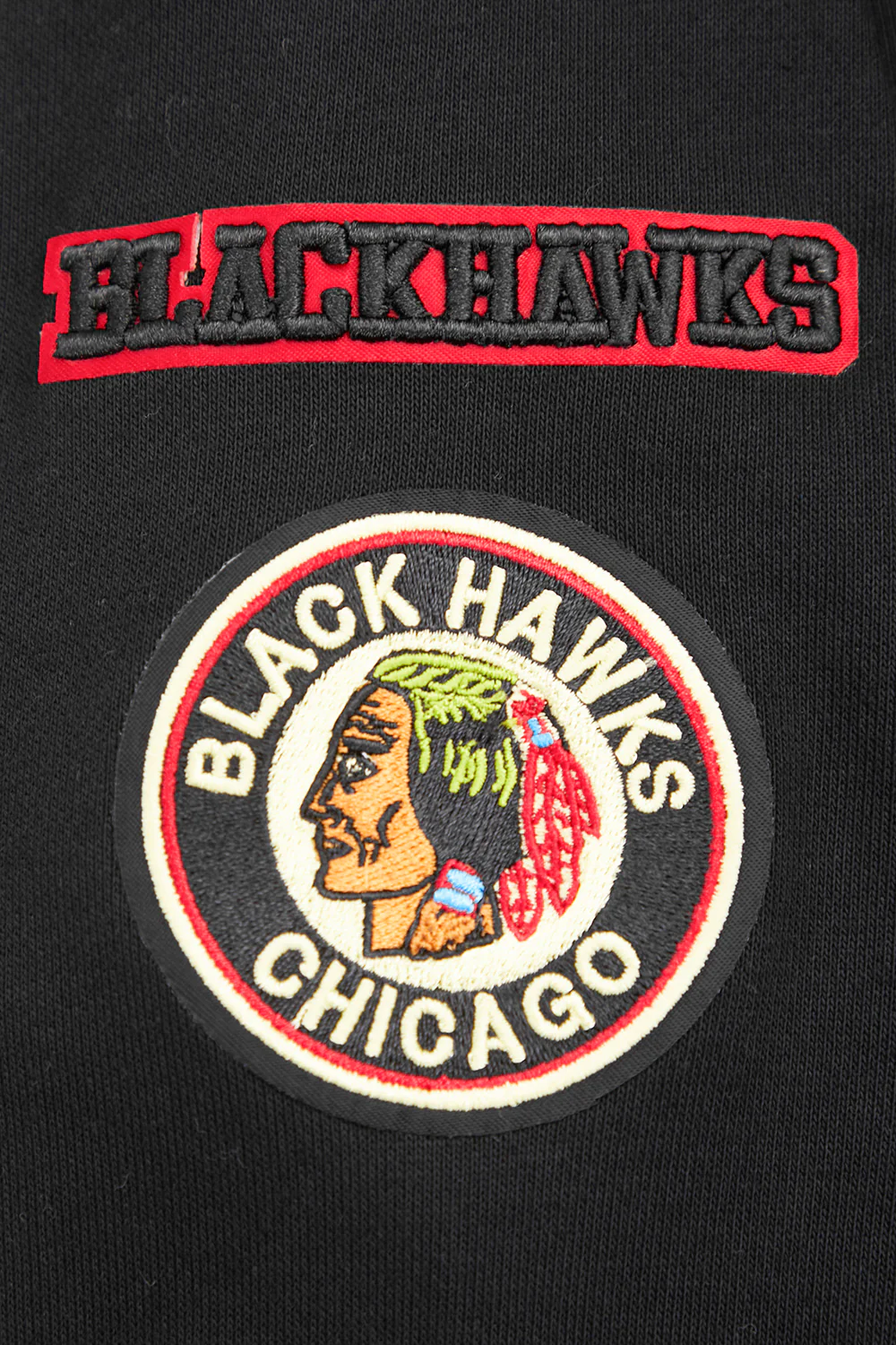 NHL CHICAGO BLACKHAWKS RETRO CLASSIC WOMEN'S RIB CROPPED PULLOVER HOODIE (BLACK/RED/BLACK) - Image 9