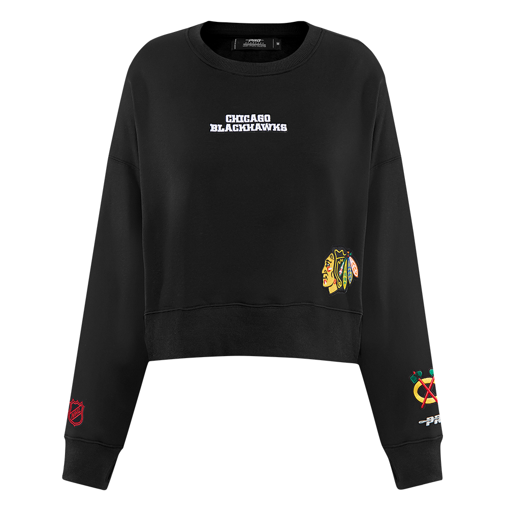 NHL CHICAGO BLACKHAWKS WINGSPAN WOMEN'S FLC CREWNECK (BLACK) - Image 3