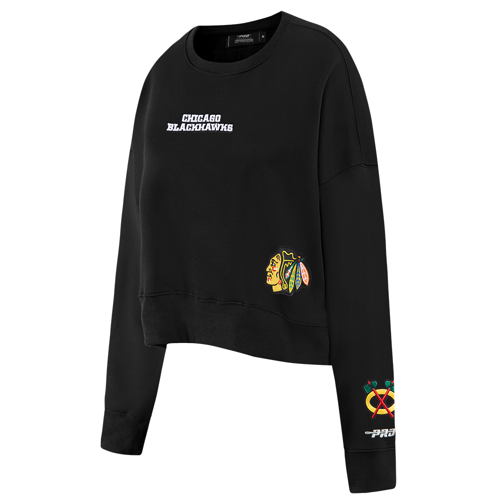 NHL CHICAGO BLACKHAWKS WINGSPAN WOMEN'S FLC CREWNECK (BLACK) - Image 4