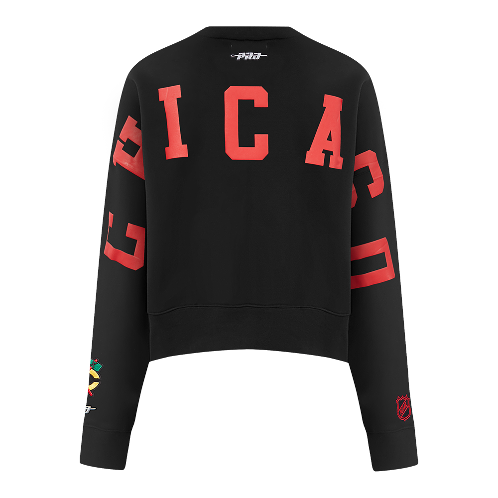 NHL CHICAGO BLACKHAWKS WINGSPAN WOMEN'S FLC CREWNECK (BLACK) - Image 5