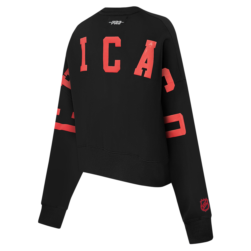 NHL CHICAGO BLACKHAWKS WINGSPAN WOMEN'S FLC CREWNECK (BLACK) - Image 6