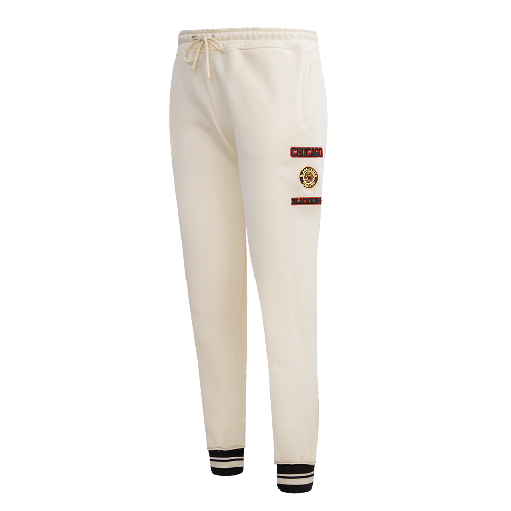 NHL CHICAGO BLACKHAWKS RETRO CLASSIC WOMEN'S RIB SWEATPANT (EGGSHELL/ BLACK)