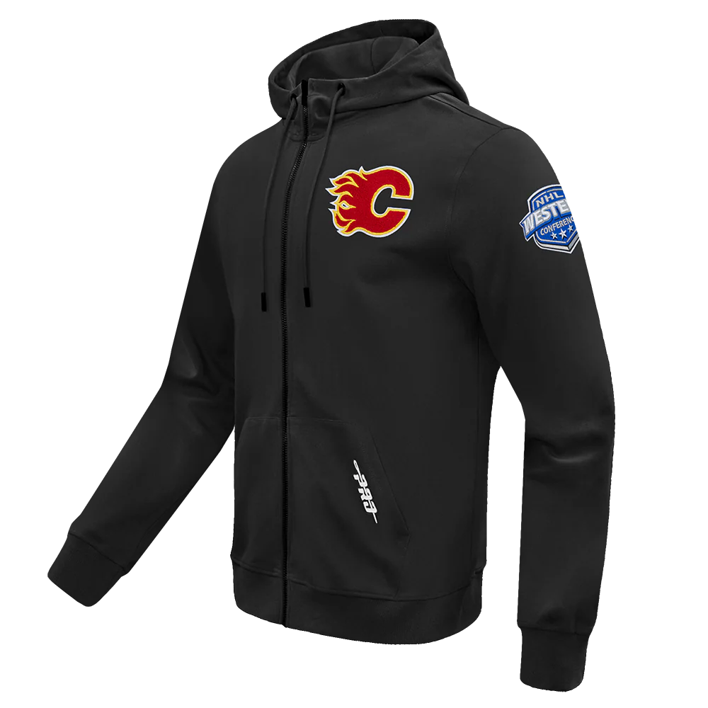 NHL CALGARY FLAMES CLASSIC CHENILLE MEN'S DK FZ PO HOODIE (BLACK) - Image 3