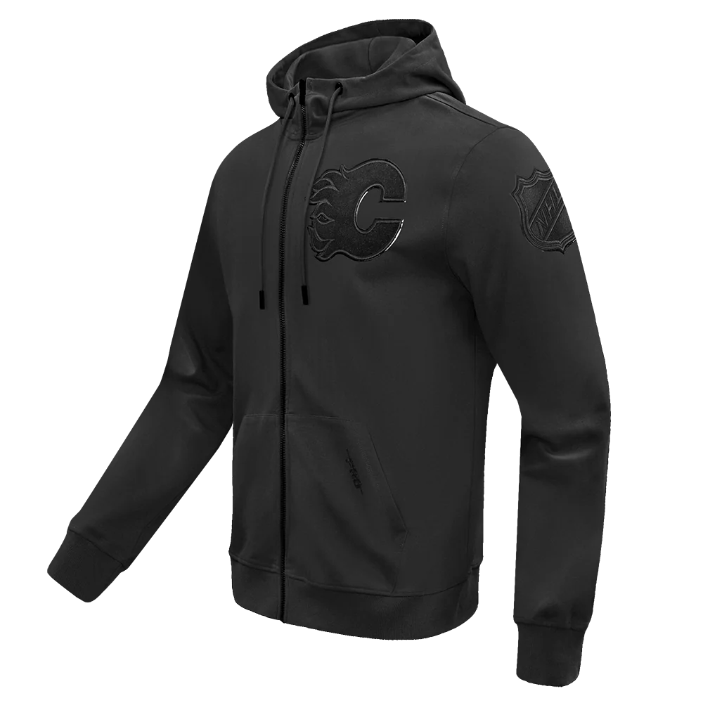 NHL CALGARY FLAMES CLASSIC TRIPLE BLACK MEN'S FZ DK PO HOODIE (TRIPLE BLACK) - Image 4