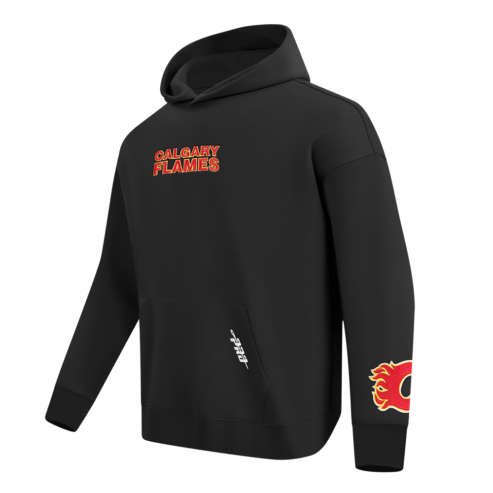 NHL CALGARY FLAMES WINGSPAN MEN'S DROP SHOULDER FLC PO HOODIE (BLACK) - Image 4