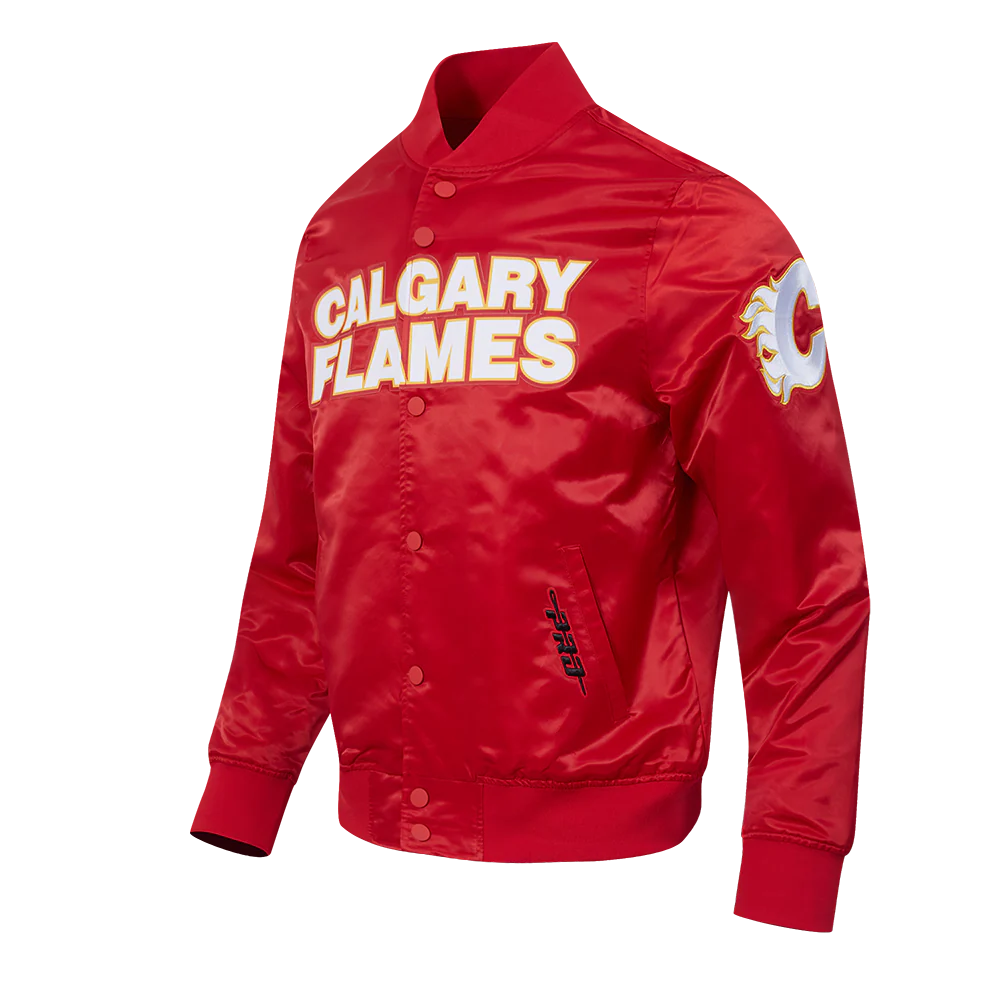 NHL CALGARY FLAMES CLASSIC MEN'S SATIN JACKET (RED) - Image 3