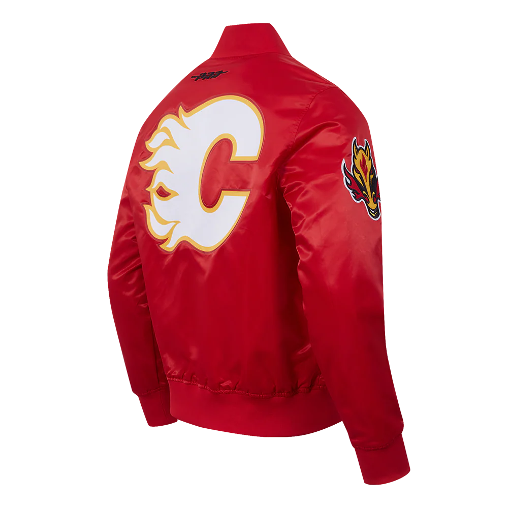 NHL CALGARY FLAMES CLASSIC MEN'S SATIN JACKET (RED) - Image 4