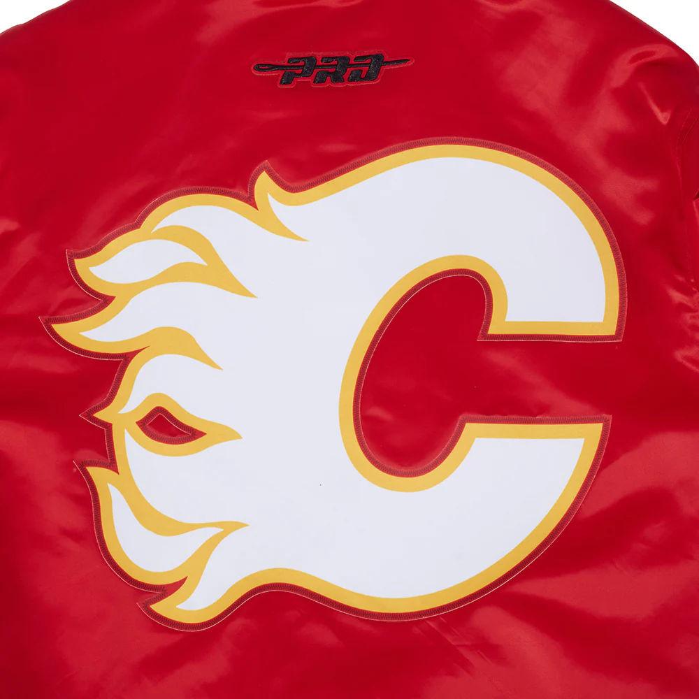 NHL CALGARY FLAMES CLASSIC MEN'S SATIN JACKET (RED) - Image 8
