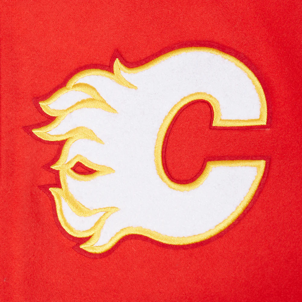 NHL CALGARY FLAMES CLASSIC MEN'S WOOL VARSITY JACKET (RED/BLACK) - Image 5