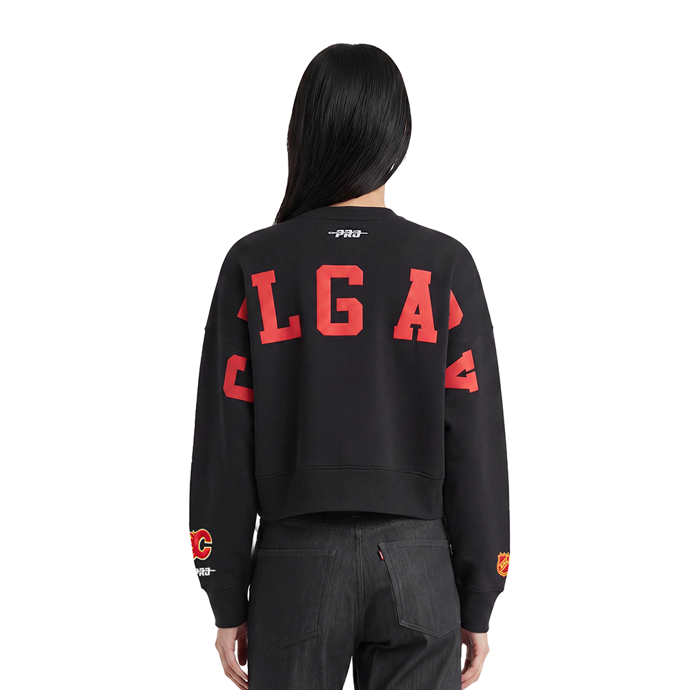 NHL CALGARY FLAMES WINGSPAN WOMEN'S FLC CREWNECK (BLACK)