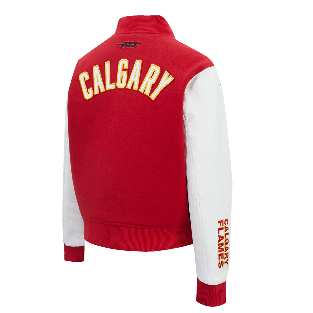 NHL CALGARY FLAMES CLASSIC WOMEN'S VARSITY JACKET (RED/WHITE) - Image 4