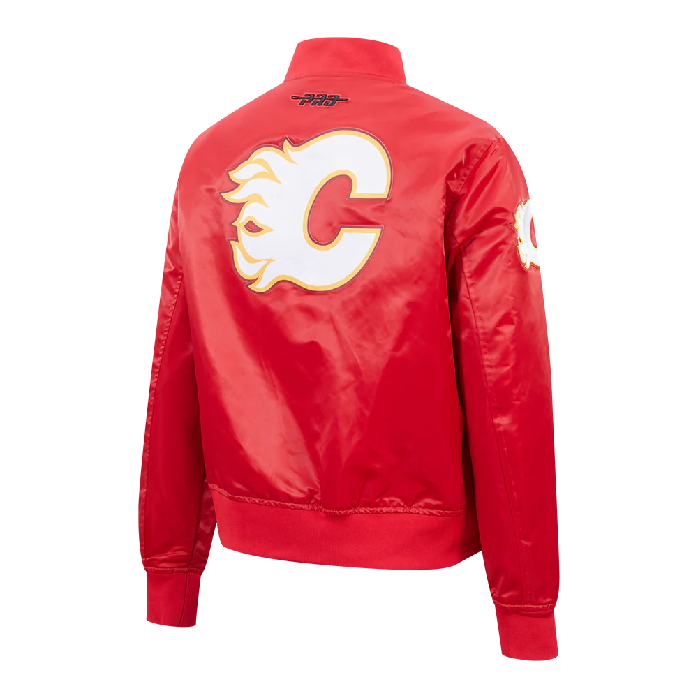 NHL CALGARY FLAMES CLASSIC WOMEN'S SATIN JACKET (RED) - Image 4