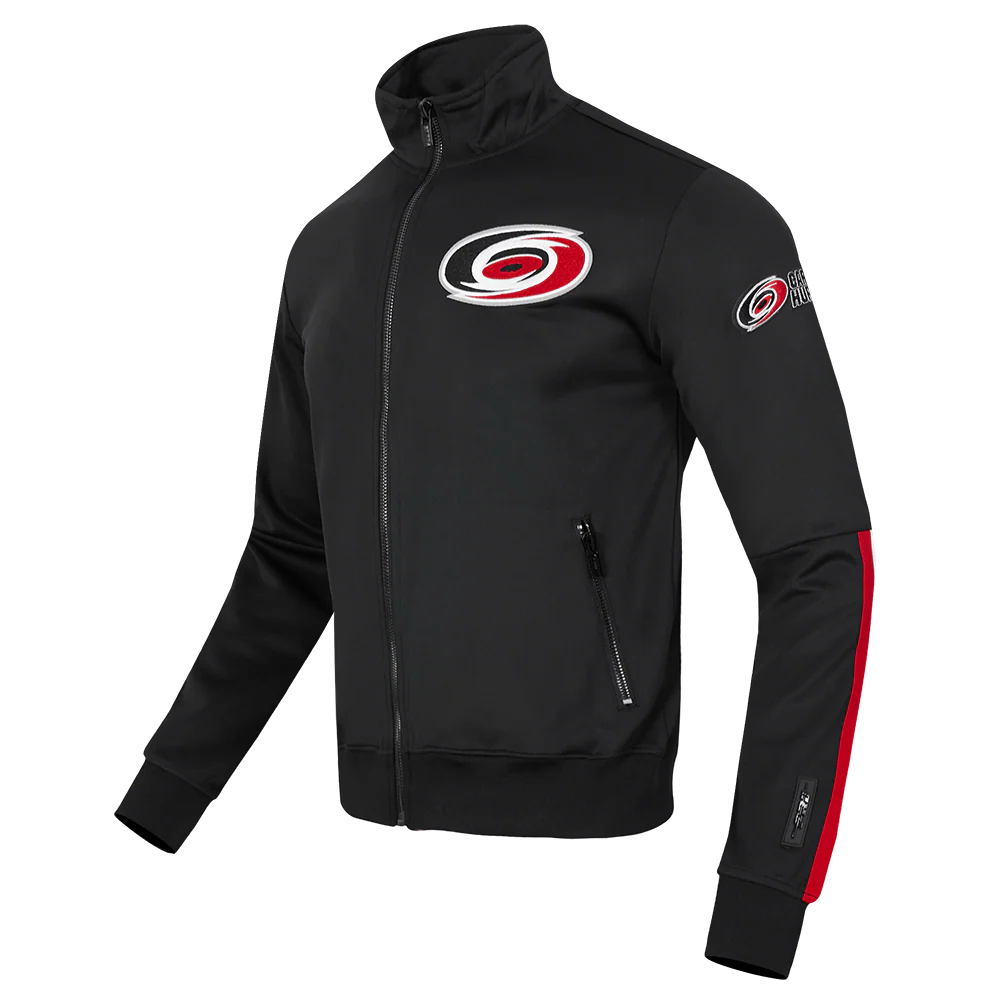 NHL CAROLINA HURRICANES CLASSIC CHENILLE MEN'S DK TRACK JACKET (BLACK/RED) - Image 2