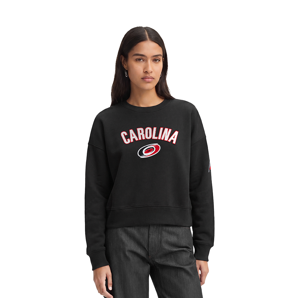 NHL CAROLINA HURRICANES CLASSIC WOMEN'S FLC CREWNECK (BLACK)