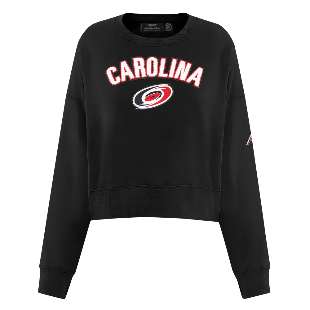 NHL CAROLINA HURRICANES CLASSIC WOMEN'S FLC CREWNECK (BLACK) - Image 3