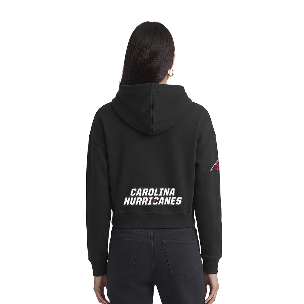 NHL CAROLINA HURRICANES CLASSIC WOMEN'S FLC  CROPPED PO HOODIE (BLACK) - Image 2