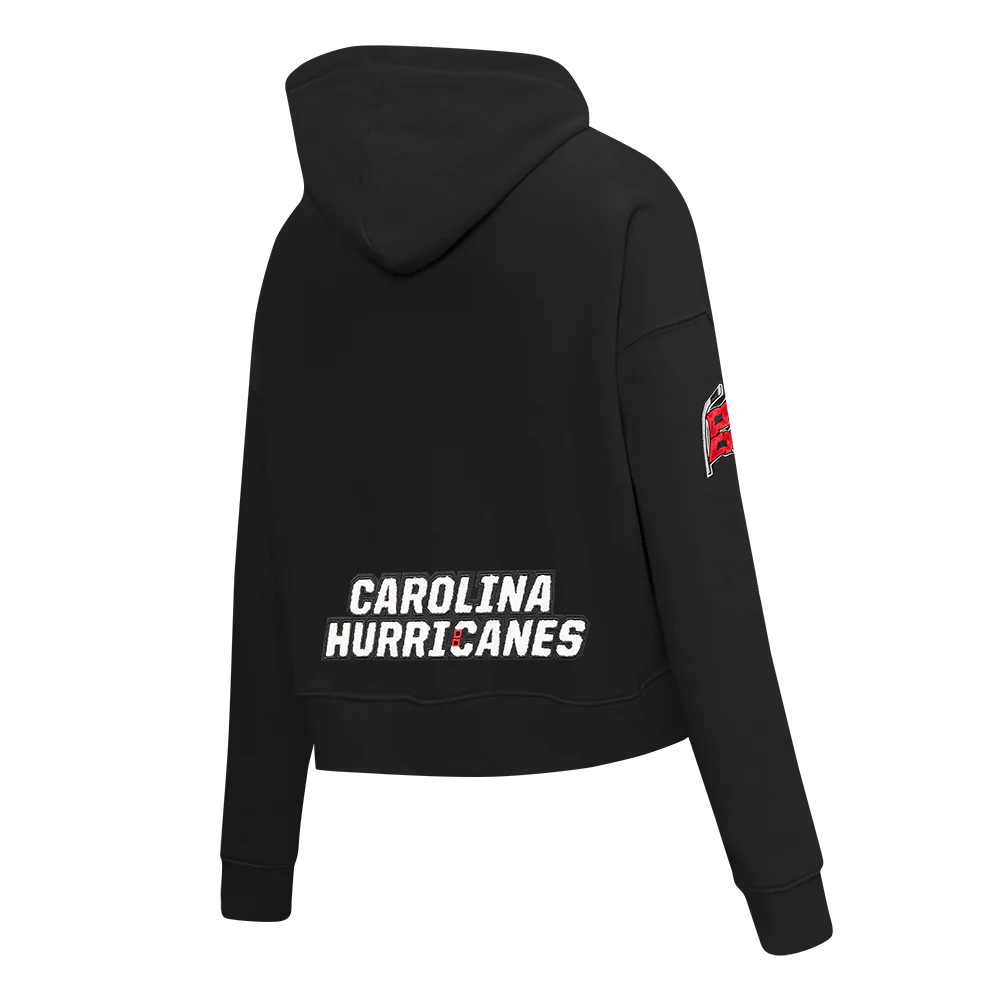 NHL CAROLINA HURRICANES CLASSIC WOMEN'S FLC  CROPPED PO HOODIE (BLACK) - Image 6