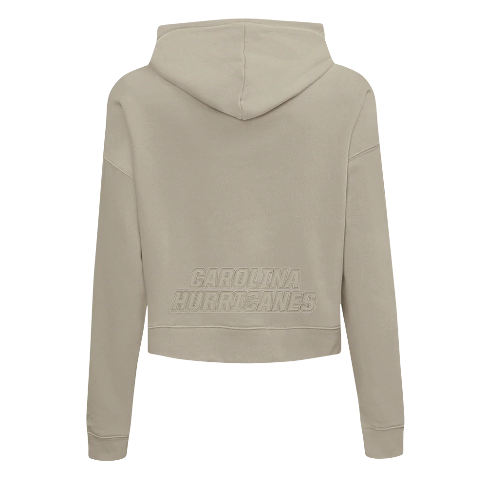 NHL CAROLINA HURRICANES NEUTRAL WOMEN'S CROPPED PULLOVER HOODIE (TAUPE) - Image 3