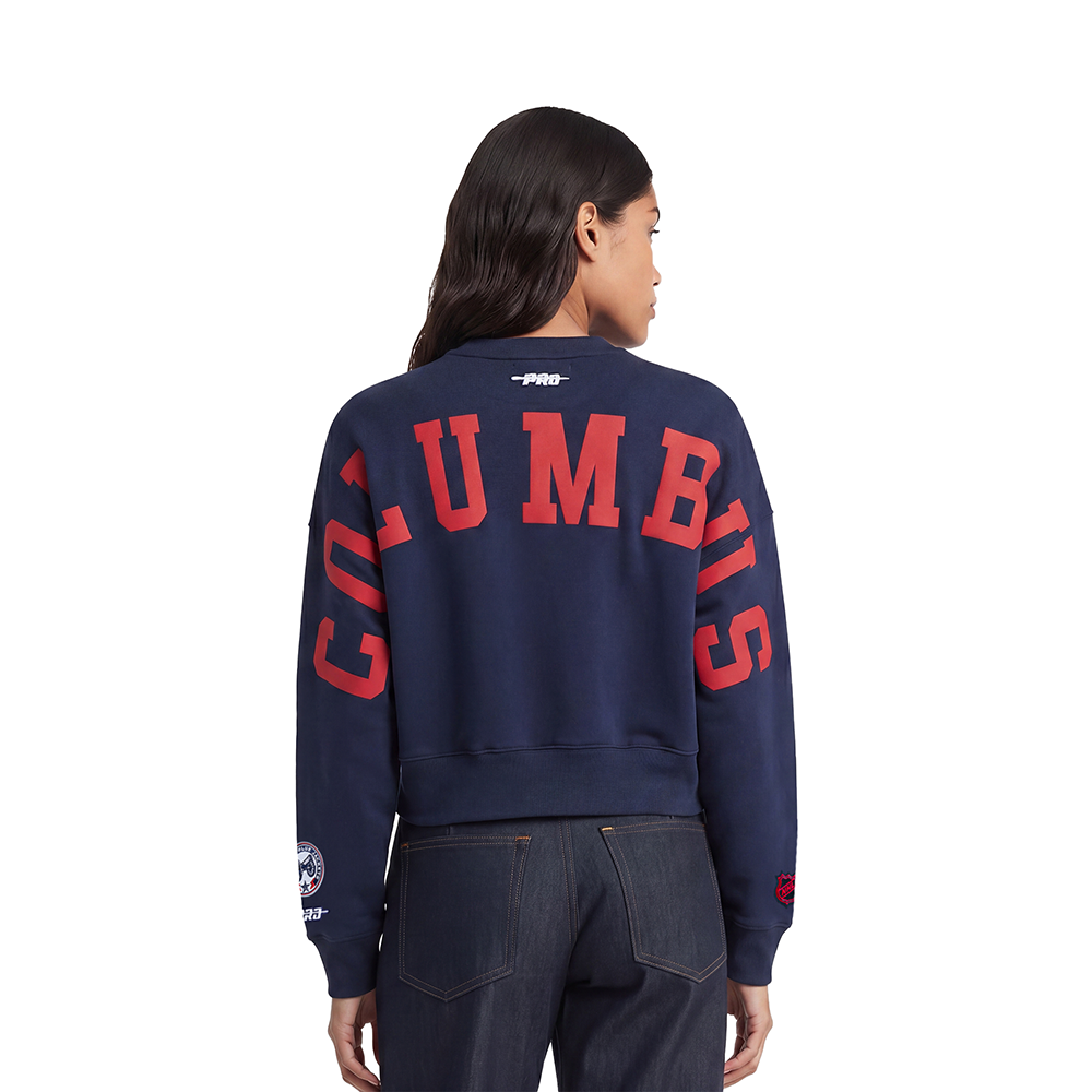 NHL COLUMBUS BLUE JACKETS WINGSPAN WOMEN'S FLC CREWNECK (MIDNIGHT NAVY)