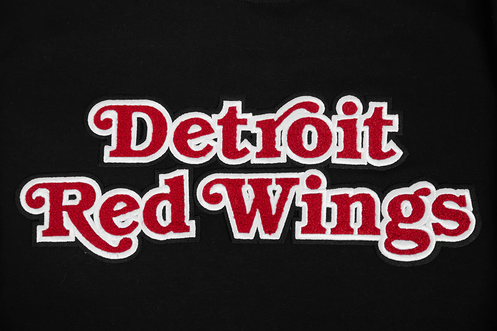 NHL DETROIT RED WINGS CLASSIC CHENILLE MEN'S DOUBLE KNIT TEE (BLACK/RED) - Image 5