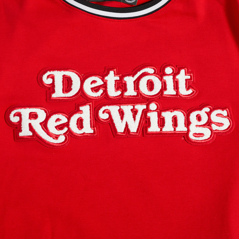NHL DETROIT RED WINGS CLASSIC CHENILLE MEN'S DOUBLE KNIT TEE (RED/BLACK) - Image 5