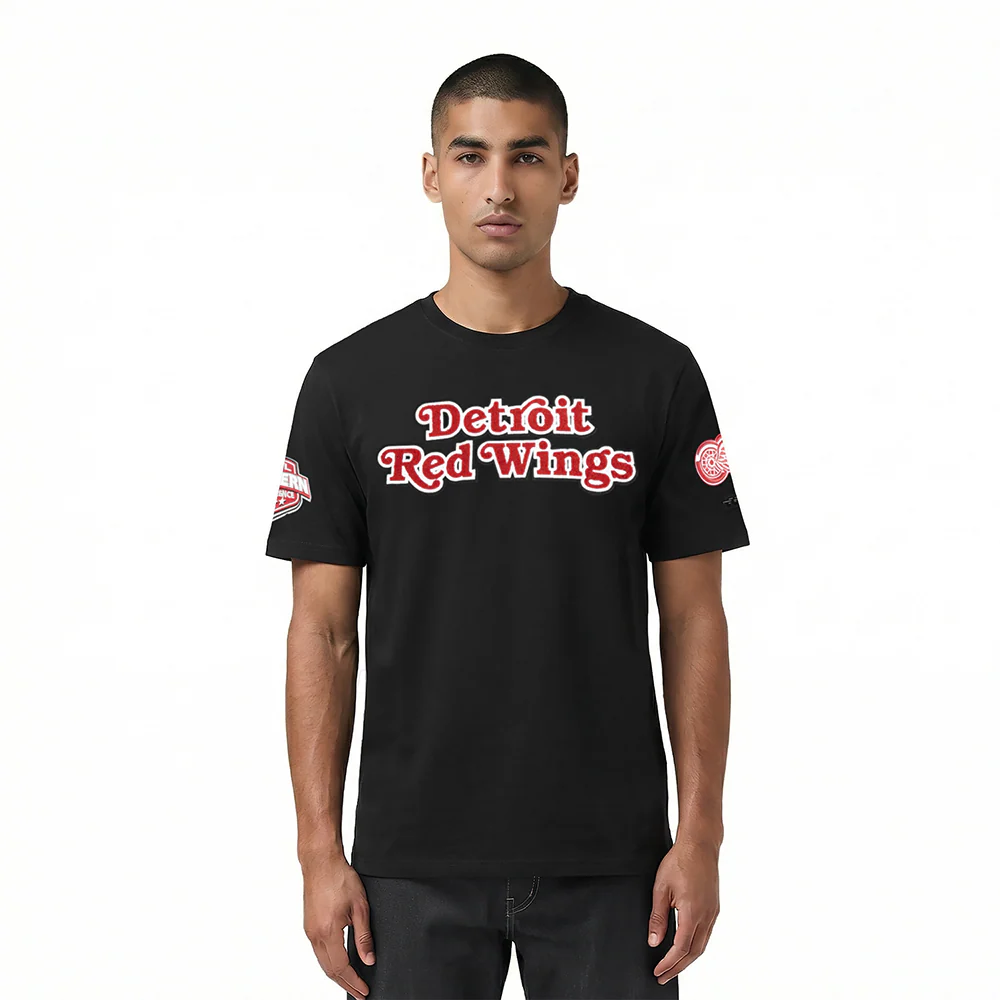 NHL DETROIT RED WINGS CLASSIC CHENILLE MEN'S TEE (BLACK)